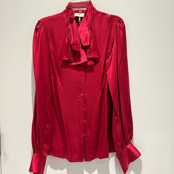 💖 Stunning pure silk blouse / shirt with unique details and rich colour - Picture 1 of 9